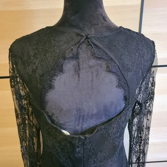 NEW Lulus Desirably Dramatic Black Lace Dress Womens L MIDI Whimsigoth Witchy - Picture 6 of 15